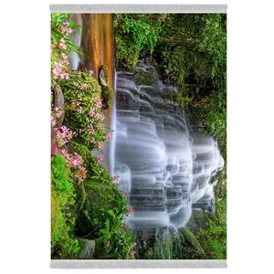 فرش پارچه‌ای دفه مدل فرشینه شانل مخمل طرح فانتزی کد 7057