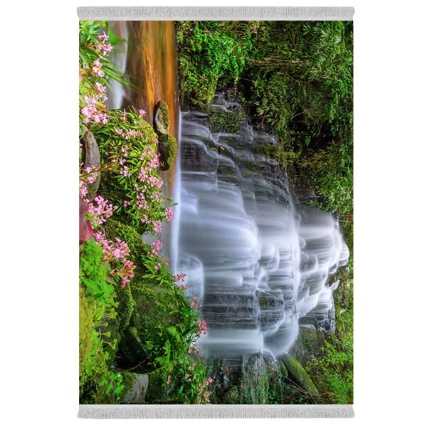 فرش پارچه‌ای دفه مدل فرشینه شانل مخمل طرح فانتزی کد 7057