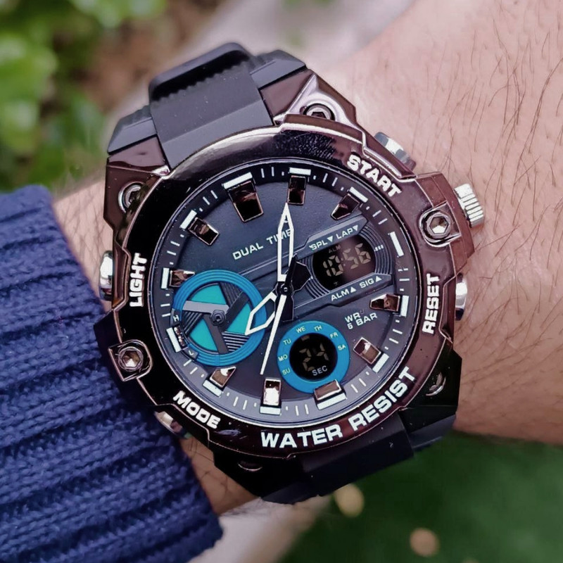 ساعت مچی عقربه‌ای مردانه کوارتز مدل دو زمانه کرنوگراف بند پیو کد 4