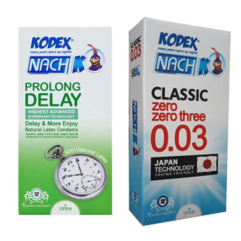 کاندوم ناچ کدکس مدل PROLONG DELAY بسته 12 عددی به همراه کاندوم ناچ کدکس مدل CLASSIC 0.03 بسته 12 عددی