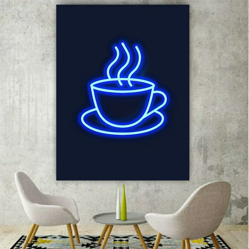 پوستر پارچه ای طرح مخمل فنجان مدل نئون کد FP104641