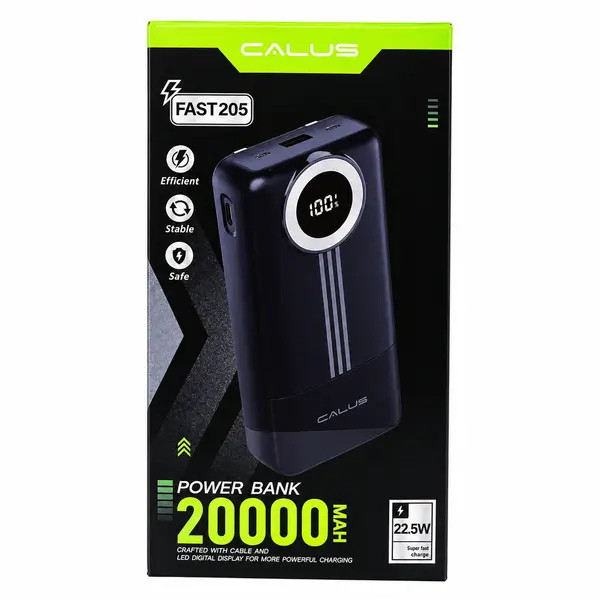 پاوربانک 22.5 وات کالوس مدل FAST205 ظرفیت 20000 میلی‌آمپرساعت به همراه کابل USB-C
