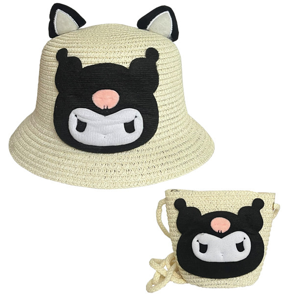 کلاه حصیری دخترانه مدل کرومی کد CREA.1 به همراه کیف