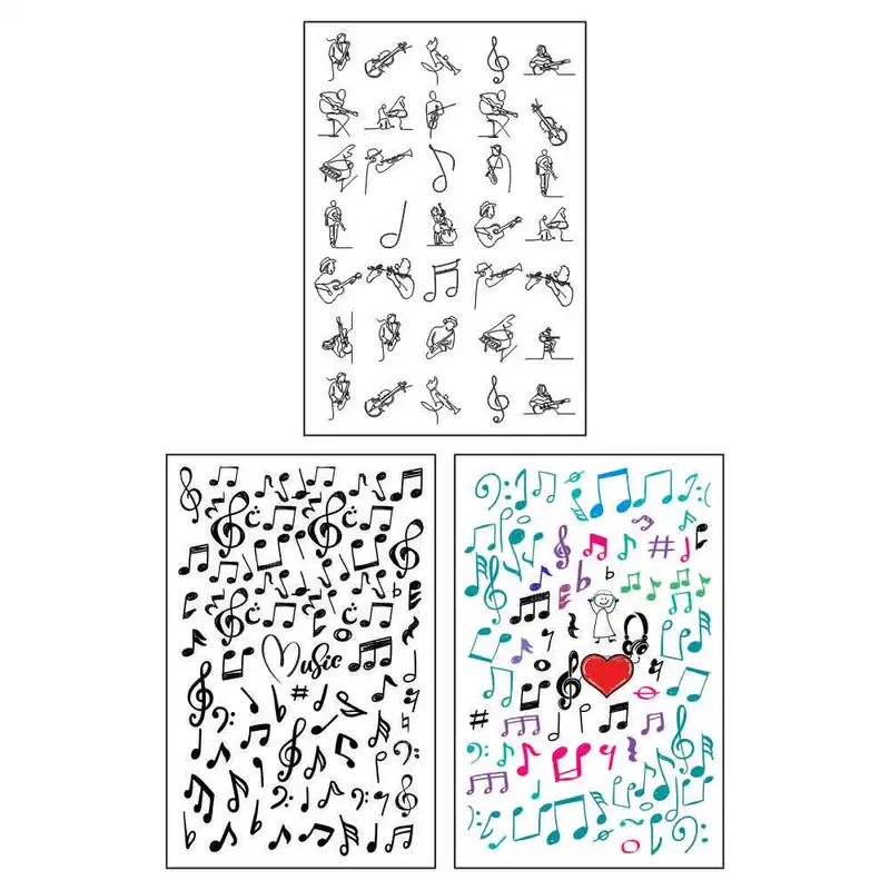 استیکر طراحی ناخن طرح نت موسیقی کد  Music N301 بسته 3 عددی