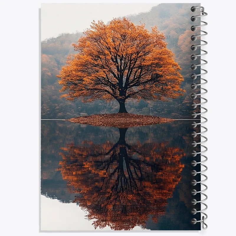 دفتر مشق 100 برگ خندالو طرح تک درخت پاییزی کد F7357