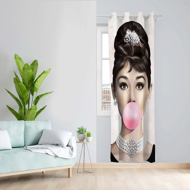 پرده طرح دختر مدل مخمل پانچی کد 1670 z سایز 140x200 سانتی متر