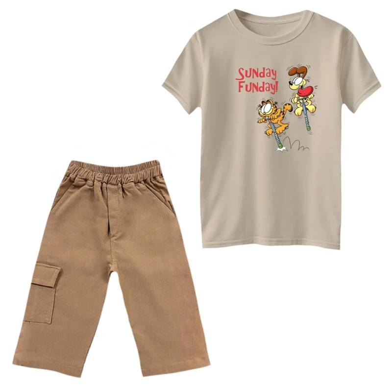 ست تی‌شرت و شلوارک پسرانه مدل گارفیلد کد 24