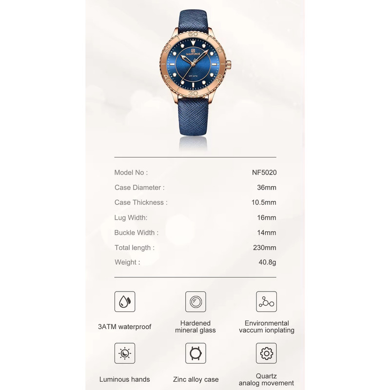 ساعت مچی عقربه ای زنانه نیوی فورس مدل NF5020RGBEBE