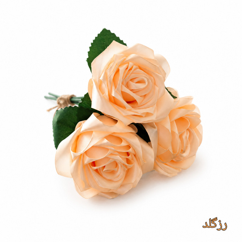 دسته گل مصنوعی مدل رز روبانی ۳ شاخه