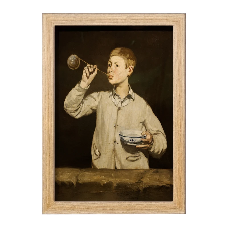 تابلو خندالو مدل نقاشی پسرک حباب می‌سازد اثر ادوار مانه کد F12418