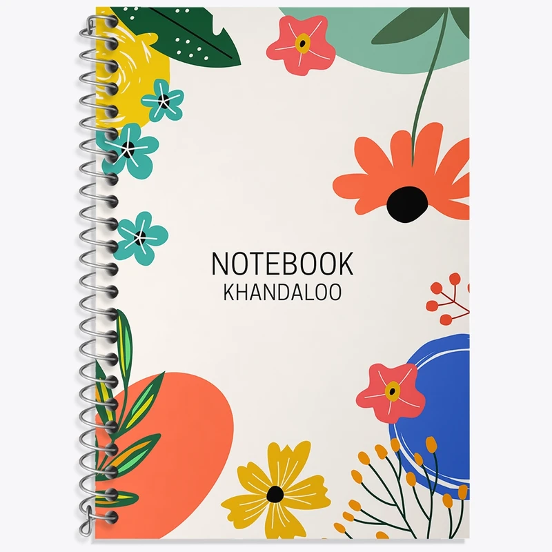 دفتر زبان 50 برگ خندالو مدل سه خط طرح مینیمال گل کد N875