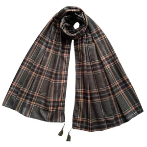 شال زنانه مدل مخمل موهر چهارخانه کلاسیک