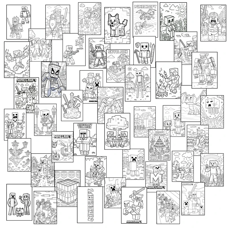 مقوا رنگ آمیزی مدل ماینکرافت A4805 سایز 21×15 سانتی متر مجموعه 48 عددی