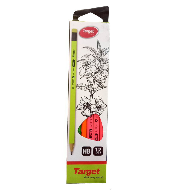 مداد مشکی تارگت مدل فلورسنت پاک کن دار کد MA001 مجموعه 12 عددی