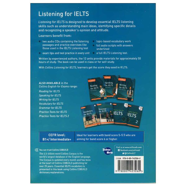 کتاب های Collins for IELTS اثر جمعی از نویسندگان انتشارات زبان مهر 4 جلدی