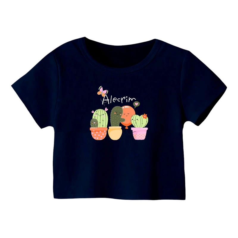 کراپ‌ تی‌شرت آستین کوتاه زنانه مدل کاکتوس کد 1