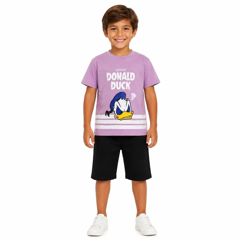 ست تی‌شرت آستین کوتاه و شلوارک راحتی پسرانه مدل duck
