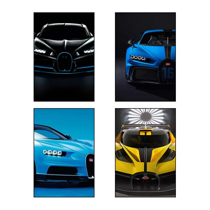 تابلو شاسي کارنيکا طرح Bugatti کد 74212 مجموعه 4 عددی