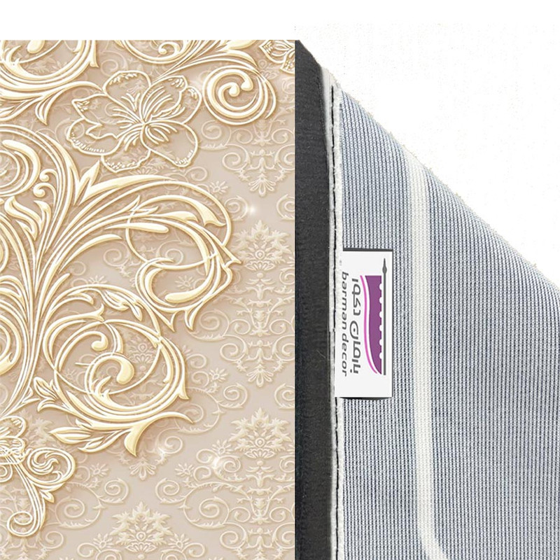 پرده بارمان دکور طرح حاشیه دار مدل مخمل پانچی کد 44-1143 W سایز 140x280 سانتی متر