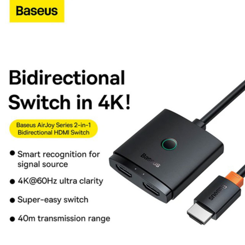 سوئیچ 1 به 2 HDMI بیسوس مدل BS-OH114 به همراه کابل