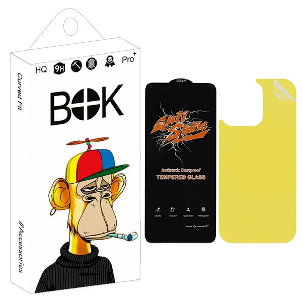 محافظ صفحه نمایش بوک مدل Antistatic مناسب برای گوشی موبایل اپل iPhone 16 Pro Max به همراه محافظ پشت گوشی