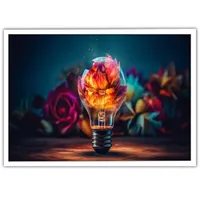 تابلو نوری بکلیت طرح دکوراتیو لامپ و گل مدل W-MID-18546