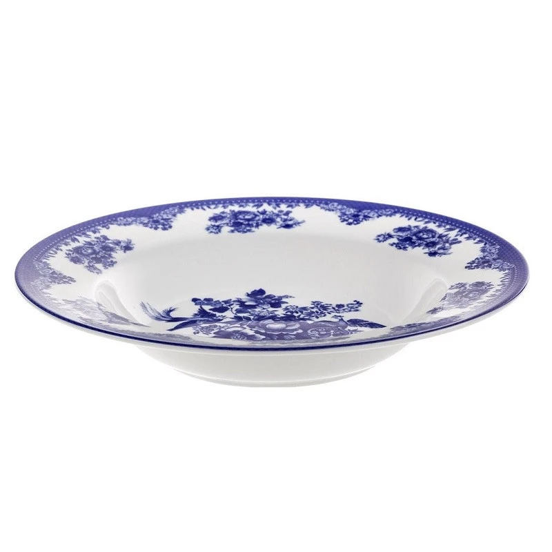 عکس شماره 4 : بشقاب خورش خوری چینی زرین ایران مدل ایتالیا 22 فلورانس سرمه ای درجه عالی بسته 6 عددی