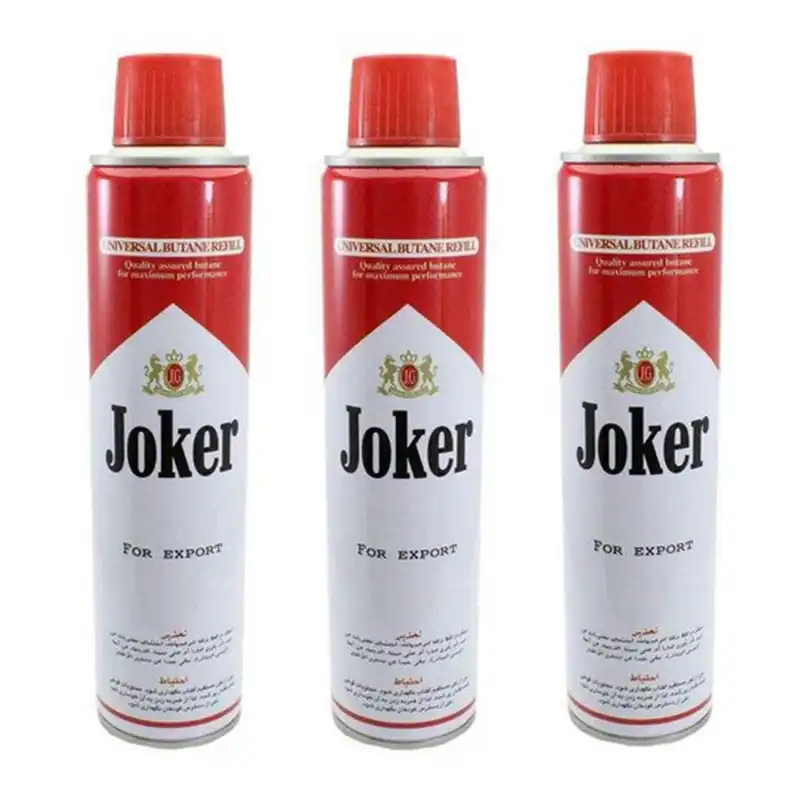 گاز فندک طرح جوکر مدل J.G حجم 300 میلی لیتر بسته 3 عددی