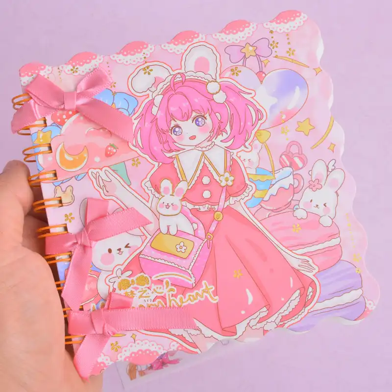 دفترچه یادداشت 100 برگ طرح دختر و خرگوش به همراه استیکر - بسته 2 عددی