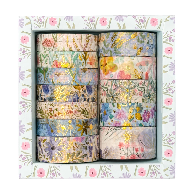 چسب کاغذی  مدل Floral Garden عرض 2 سانتی متر بسته 12 عددی