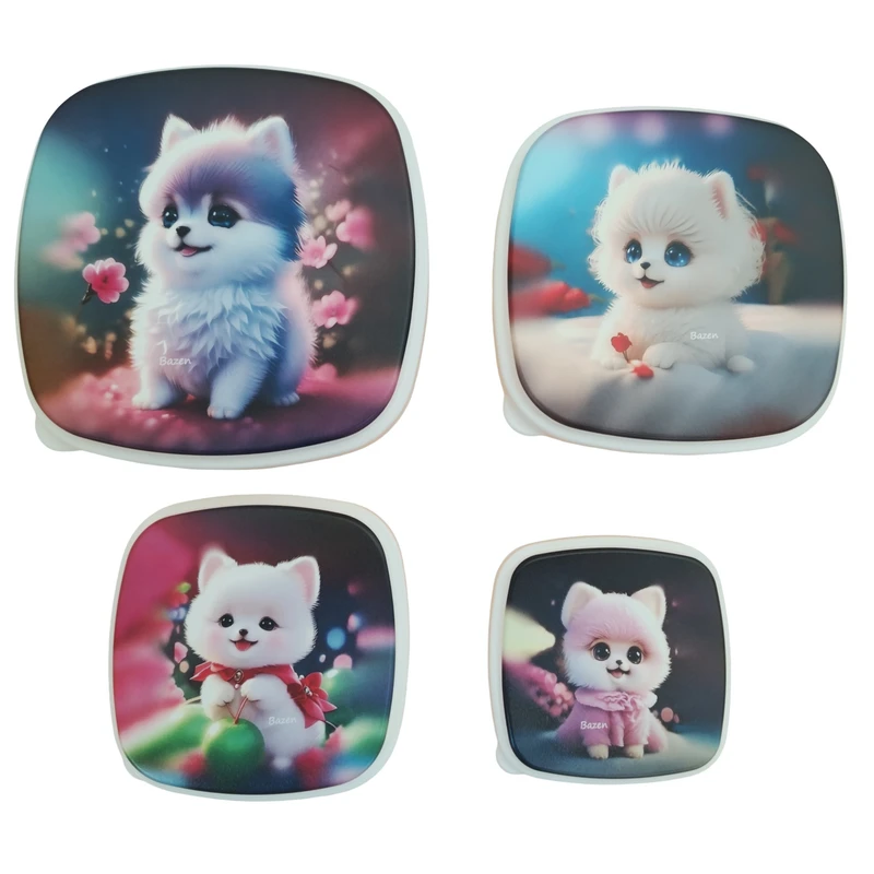 ظرف نگهدارنده غذا کودک بازن طرح سگ کوچولو کد sba144 مجموعه 4 عددی