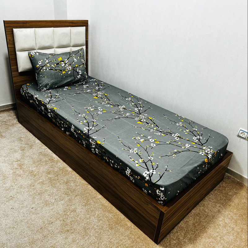 سرویس ملحفه ناتوسا مدل شکوفه کد 90 یک نفره دو تکه