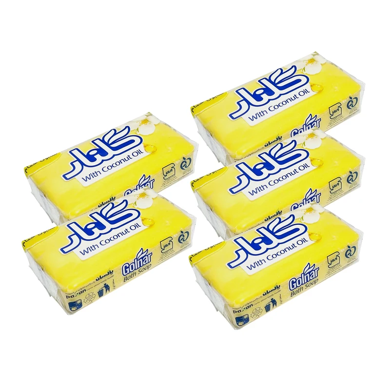 صابون شستشو صورت و بدن گلنار مدل flower مناسب برای انواع پوست وزن 130 گرم بسته 5 عددی