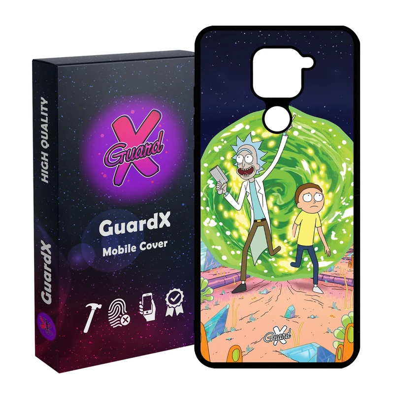 کاور گارد ایکس طرح Rick and Morty مدل Glass10190 مناسب برای گوشی موبایل شیائومی Redmi Note 9