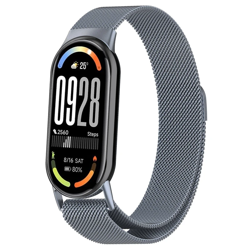 بند آکوآرا مدل Milanese مناسب برای ساعت هوشمند شیائومی Mi Band 8 / 9 / 10 12mm