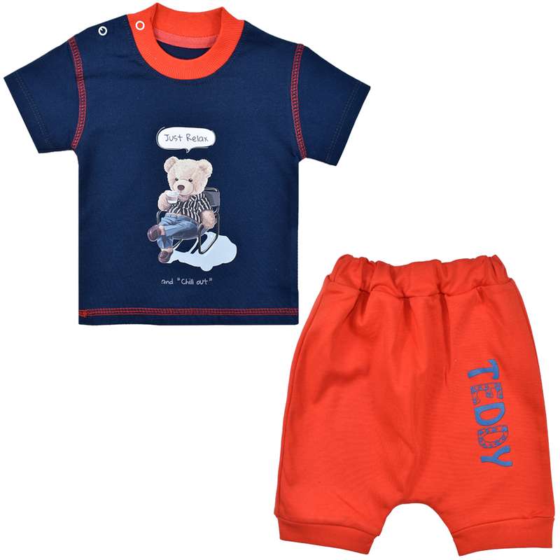 ست تی شرت و شلوارک نوزادی بی بی وان مدل تدی کد 1