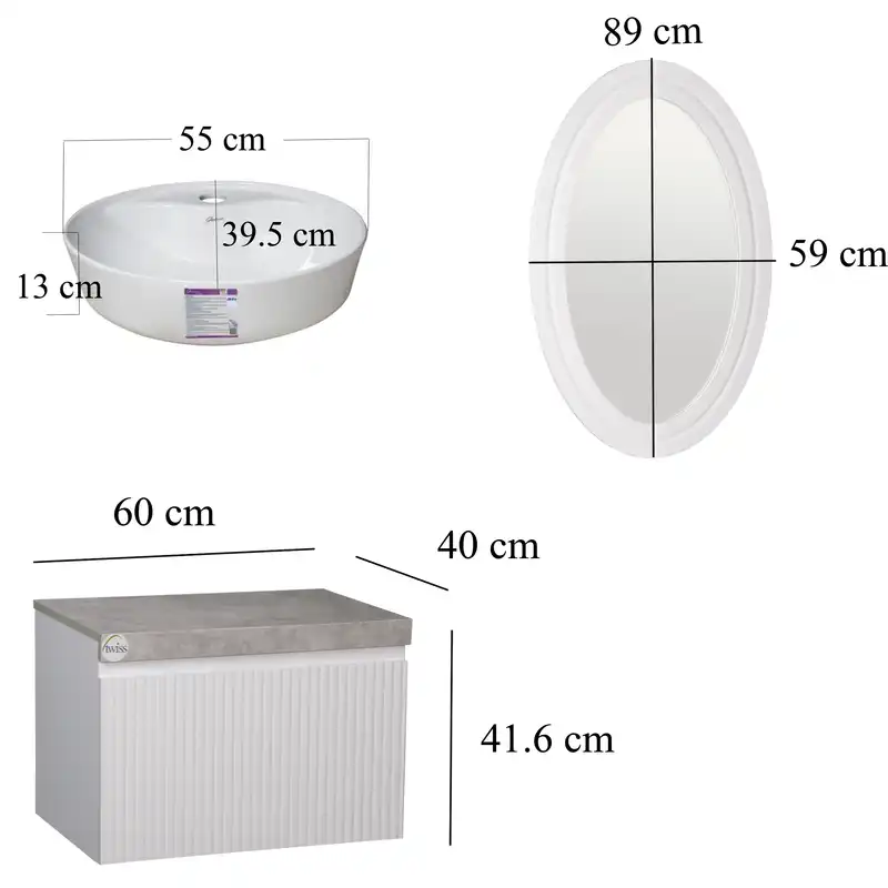 ست کابینت و روشویی توییس مدل tws 1032-2 به همراه آینه