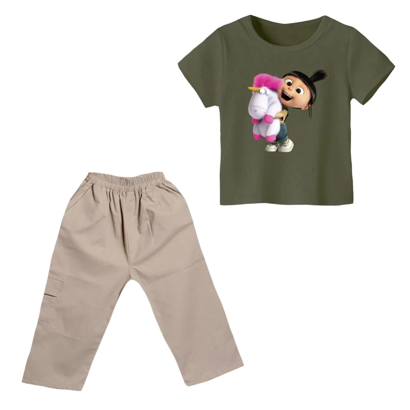 ست تی شرت و شلوارک دخترانه مدل دخترک کد 5