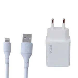 شارژر دیواری 15 وات پی زد ایکس مدل C882e به همراه کابل لایتنینگ