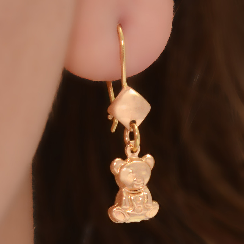 گوشواره طلا 18 عیار زنانه طلای مستجابی مدل تدی کد 1 - 3