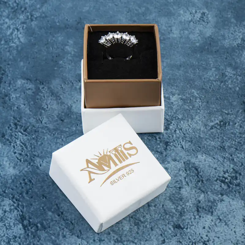 انگشتر نقره زنانه آمیتیس مدل پنج تخمه AMT-R164