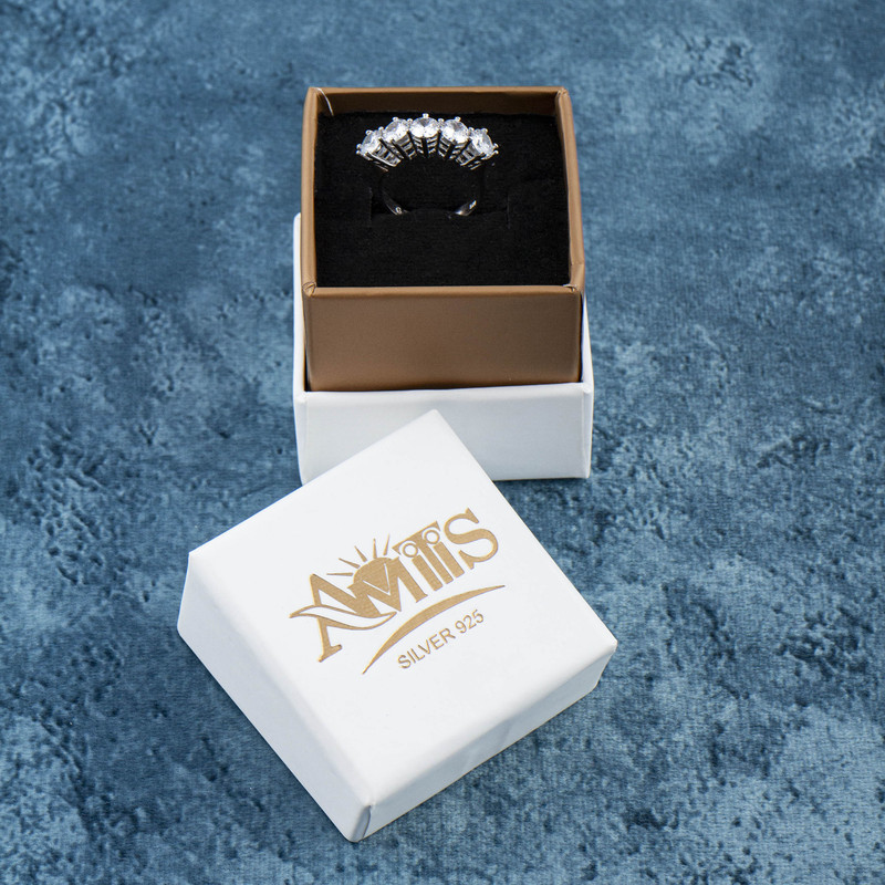 انگشتر نقره زنانه آمیتیس مدل پنج تخمه AMT-R164