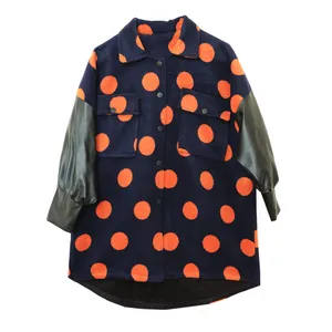 پالتو زنانه مدل خال خالی رنگ نارنجی