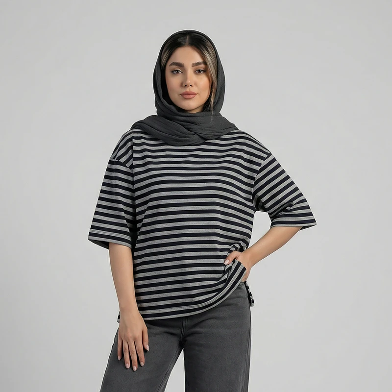 تی‌شرت  اورسایز آستین کوتاه زنانه توریور مدل 4030048