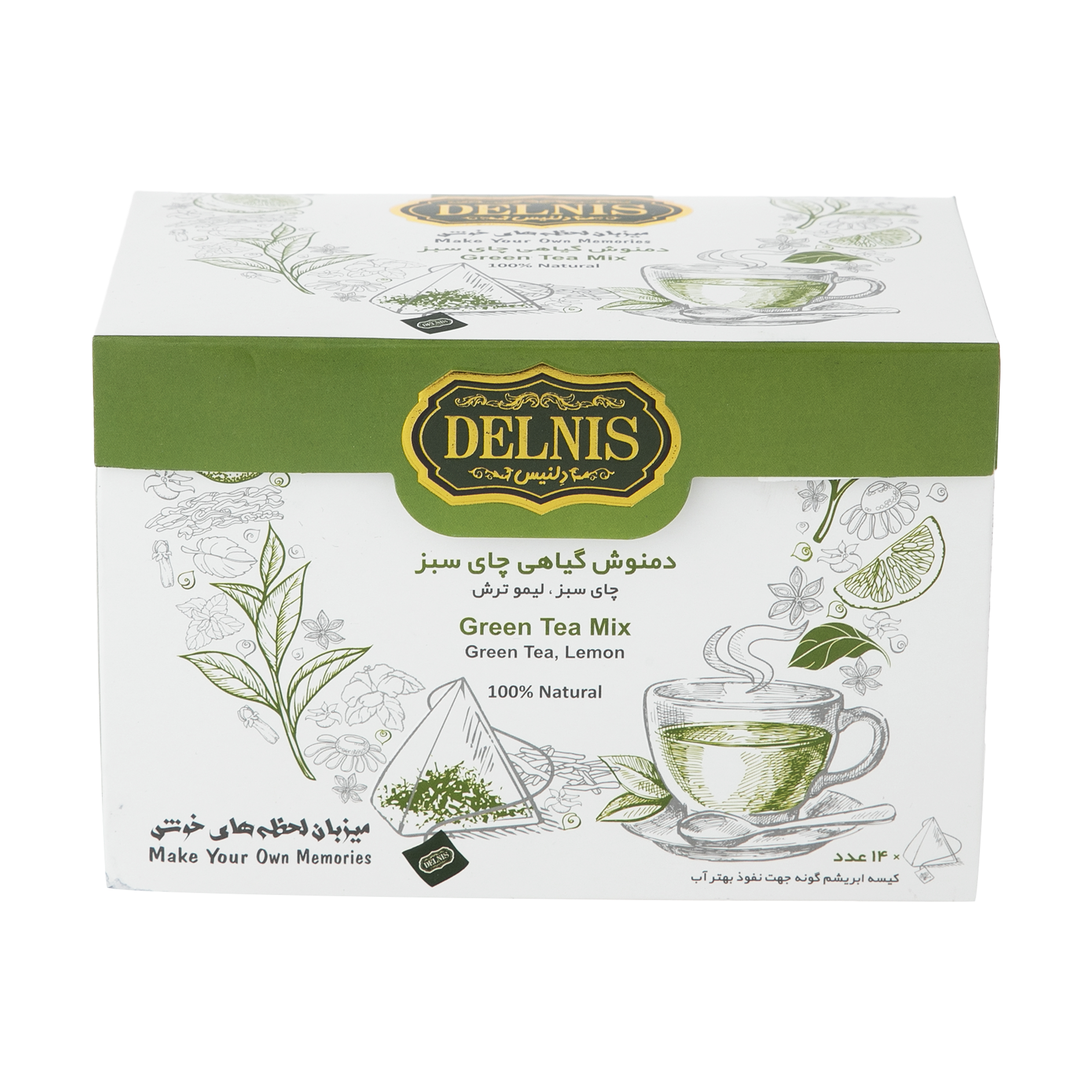 دمنوش گیاهی چای سبز دلنیس بسته 14 عددی 