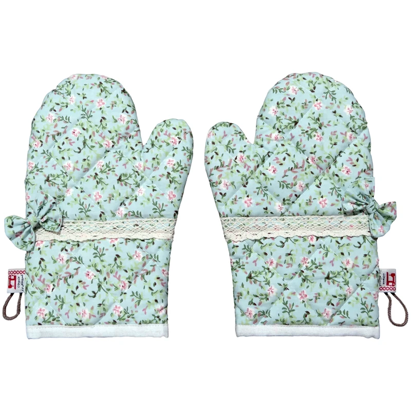 دستکش فر منسوجات خسروشاهی برتر مدل  کلاسیک طرح گلبهار کد DASK19 بسته 2 عددی