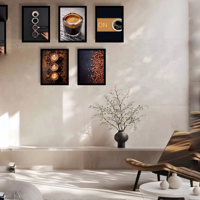 تابلو مدل کافه و قهوه کد Cafe73 مجموعه 5 عددی