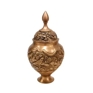 قندان قلمزنی مسی طرح گل و مرغ شیراز مدل B13