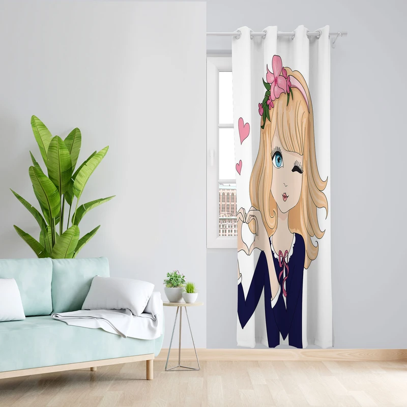  پرده مدل دختر مخمل پانچی کد 22 سایز 140x280 سانتی متر