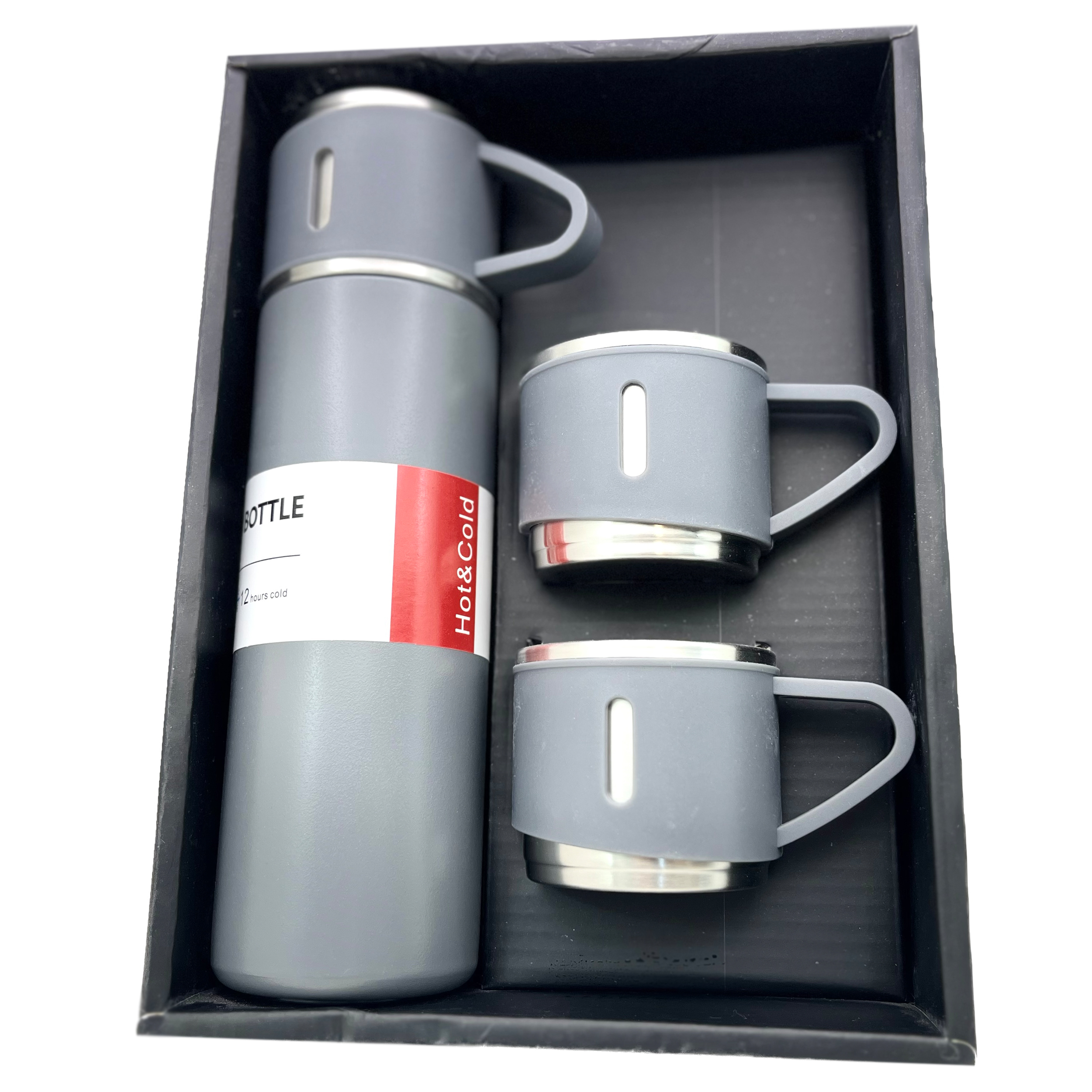 فلاسک مدل VACUUM FLASK SET گنجایش 0.5 لیتر به همراه لیوان سفری مجموعه 3 عددی